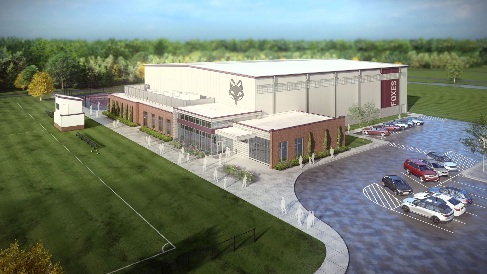 Rendering of the outside of the Timothy Trout Sports Center
