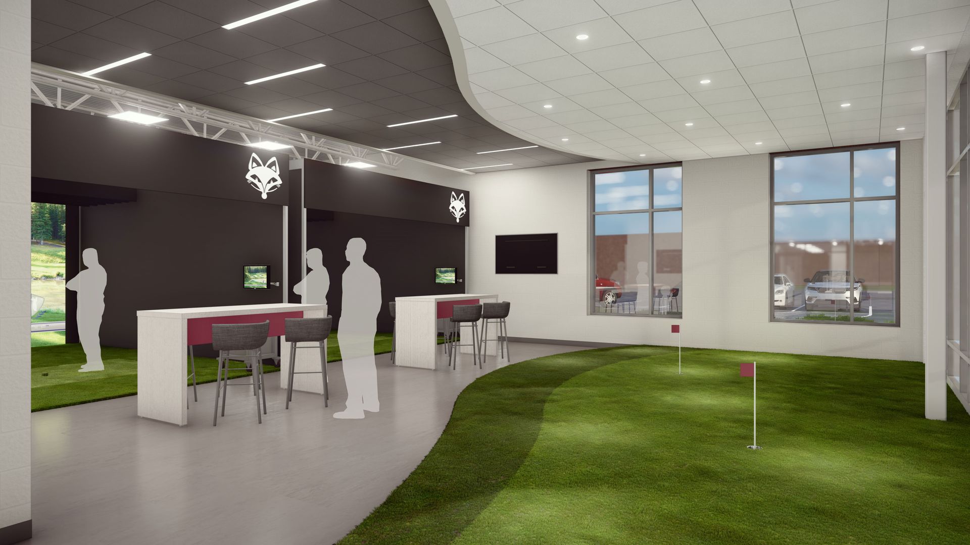 Rendering of the golf area in the sports center