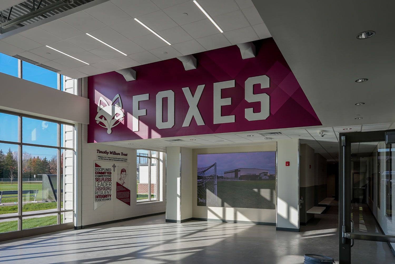Foxhead on the wall inside the Sports Center