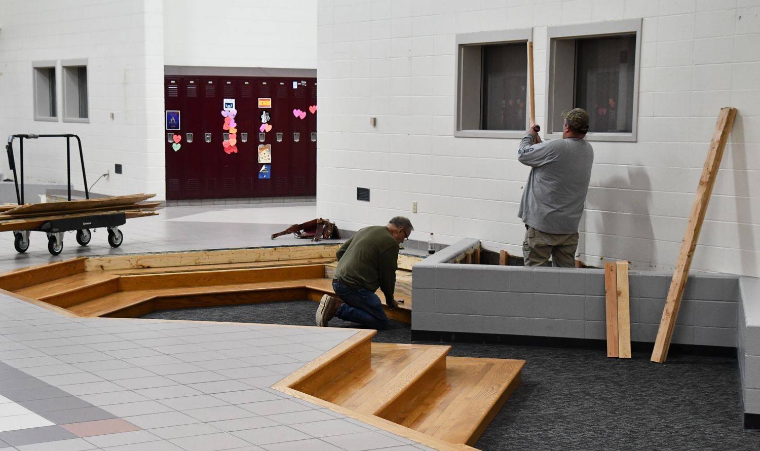 Beginning of removal of wood from the pits seating area