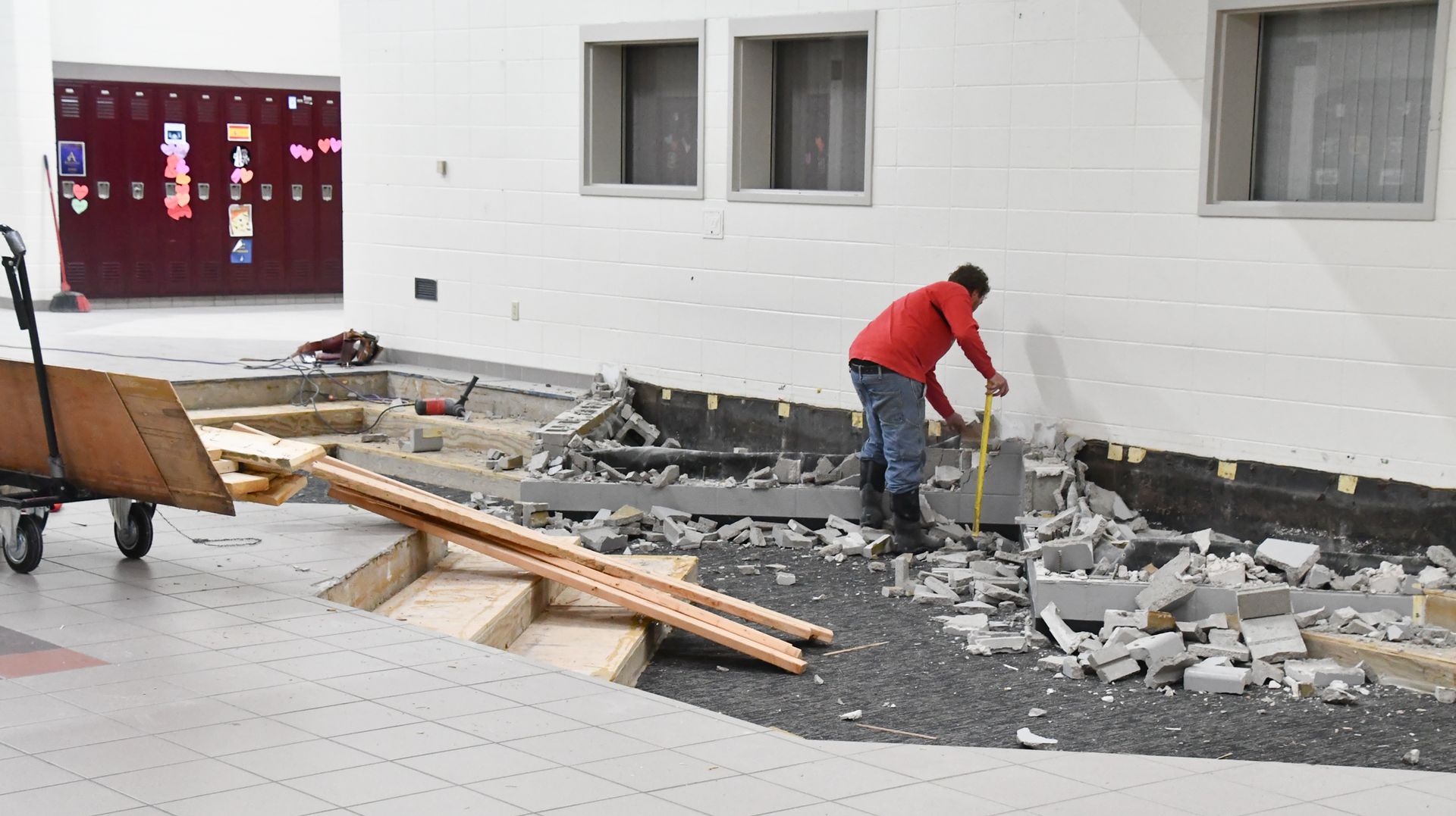 Bricks are almost completely removed from the pits