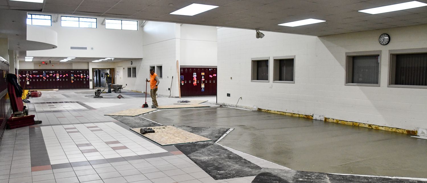 Both pits are filled with concrete