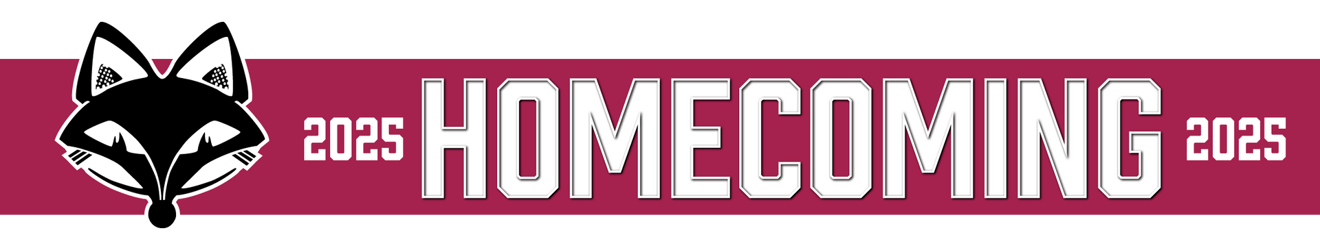 Header with foxhead, the word Homecoming, and the year 2025