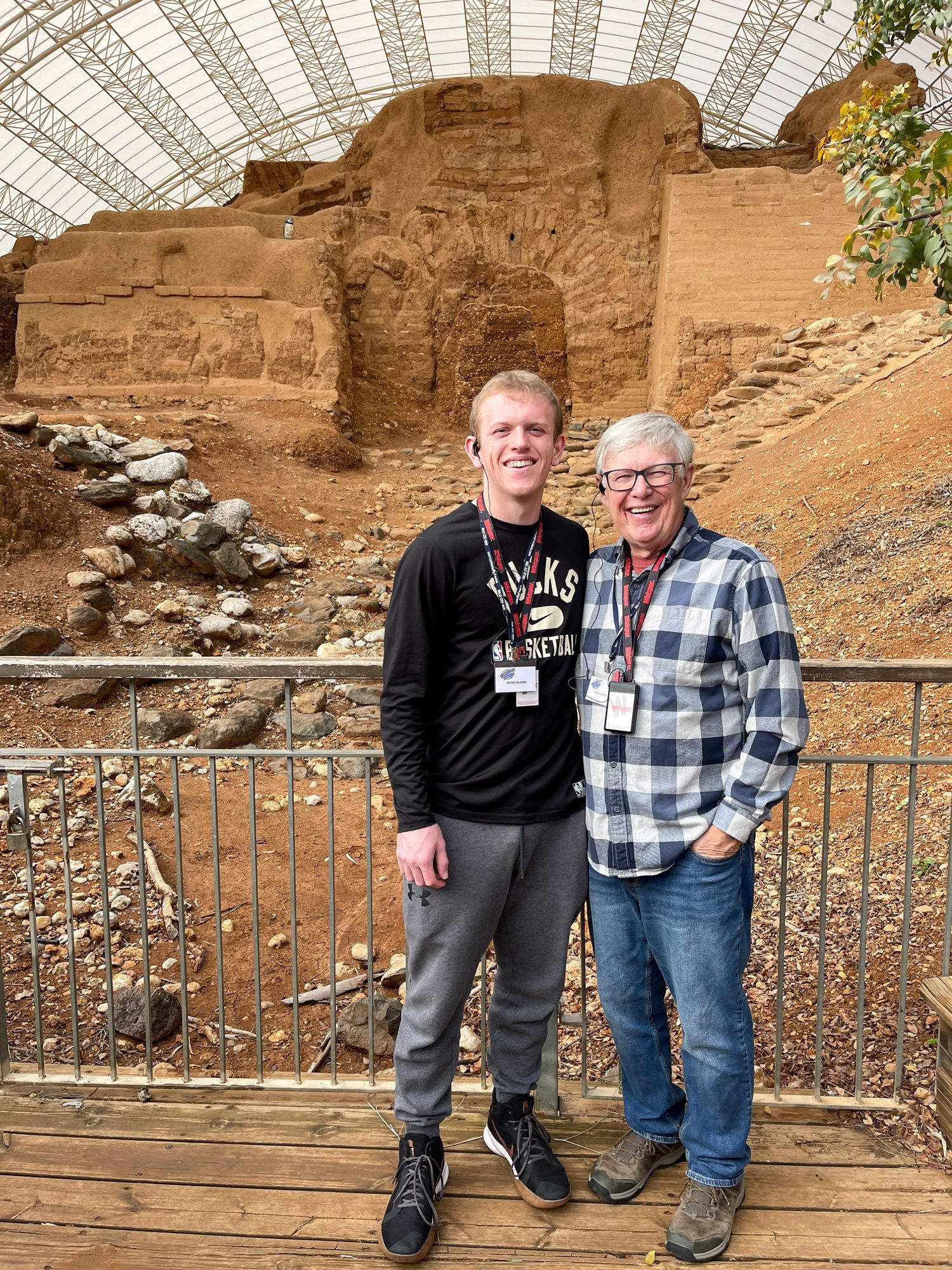 Ryan Blobe and Dan Flynn standing in front of the Mesopotamian Gate