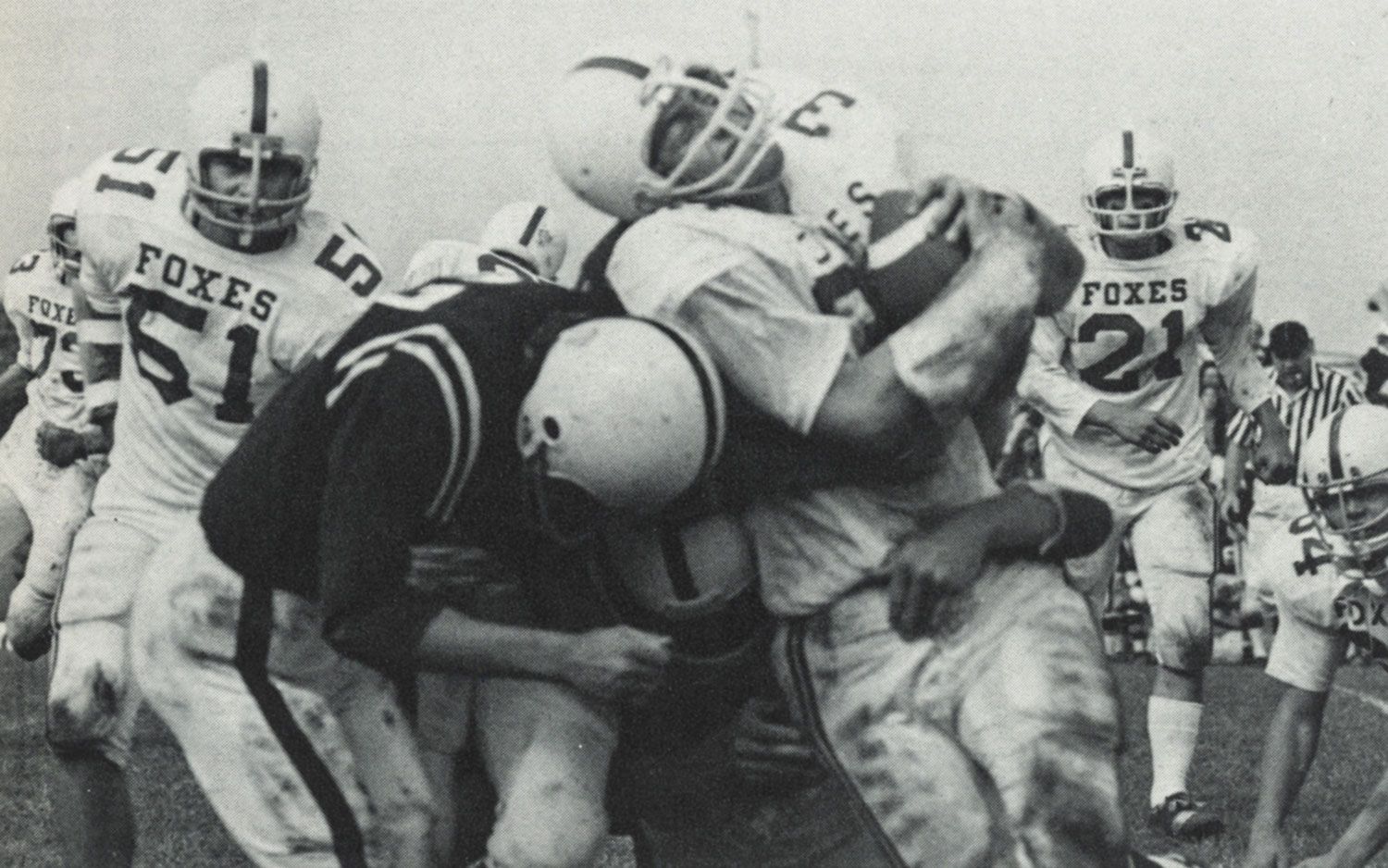 Player with ball and opponent pushing against him