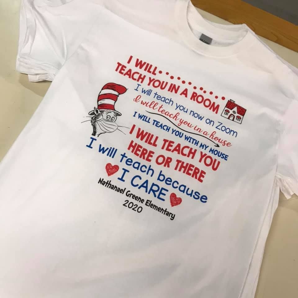 White t-shirt with Dr. Seuss quote, 
