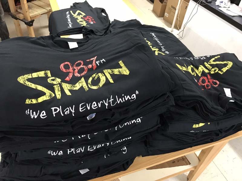 Black t-shirts printed with 