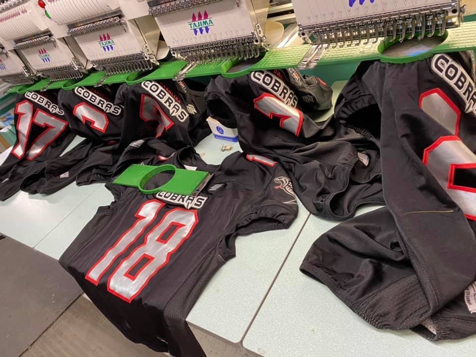 Football jerseys with numbers and