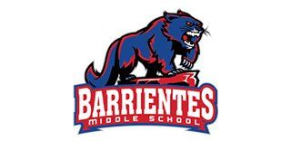 The logo for barrientes middle school shows a panther holding a football.