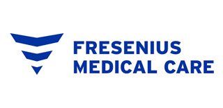 The logo for fresenius medical care is blue and white.