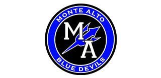 The monte alto blue devils logo is blue and black.
