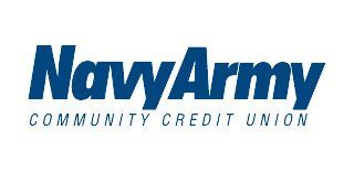 The navy army community credit union logo is blue and white.