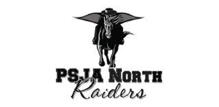 A black and white logo for the psja north raiders