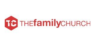 The logo for tc the family church is red and white.