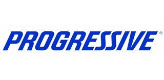 The logo for progressive is blue and white on a white background.