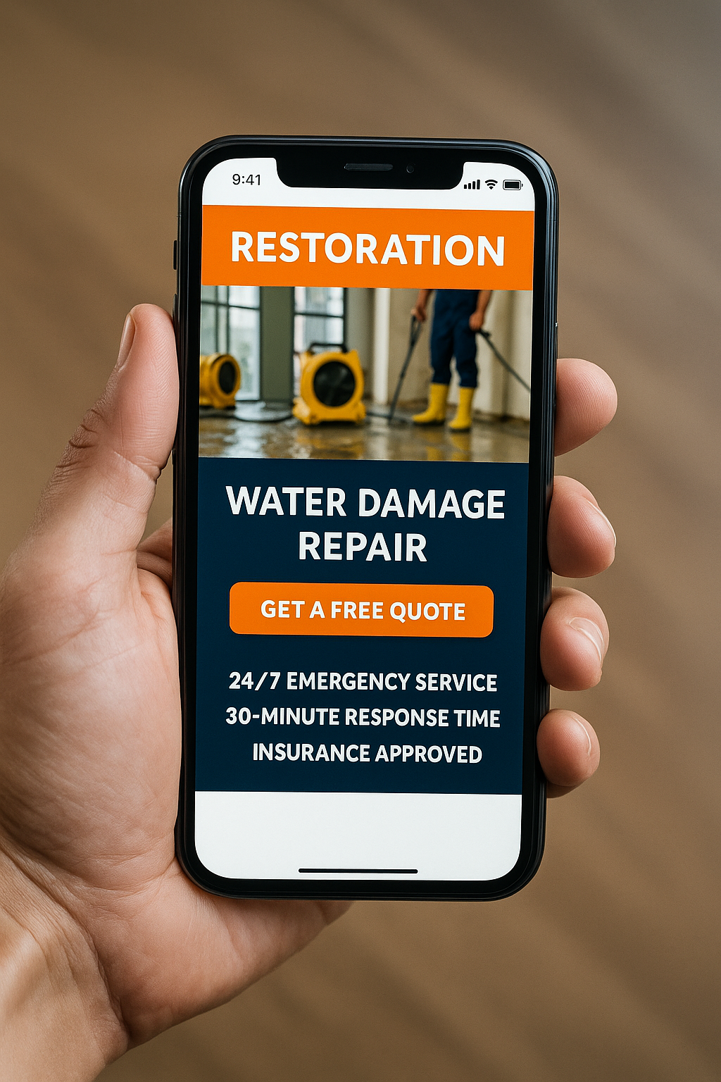 Peterson SEO example of of restoration SEO optimized with technical seo restoration website on mobile device