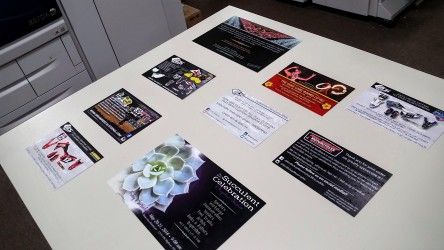 Colorful marketing flyers with professional printing