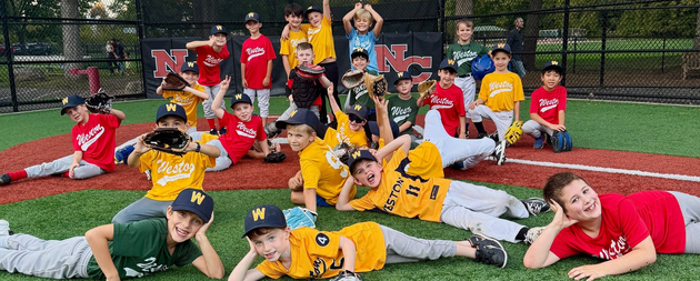 Baseball player sliding into home plate, catcher in front. Blue and gold uniforms, action shot.