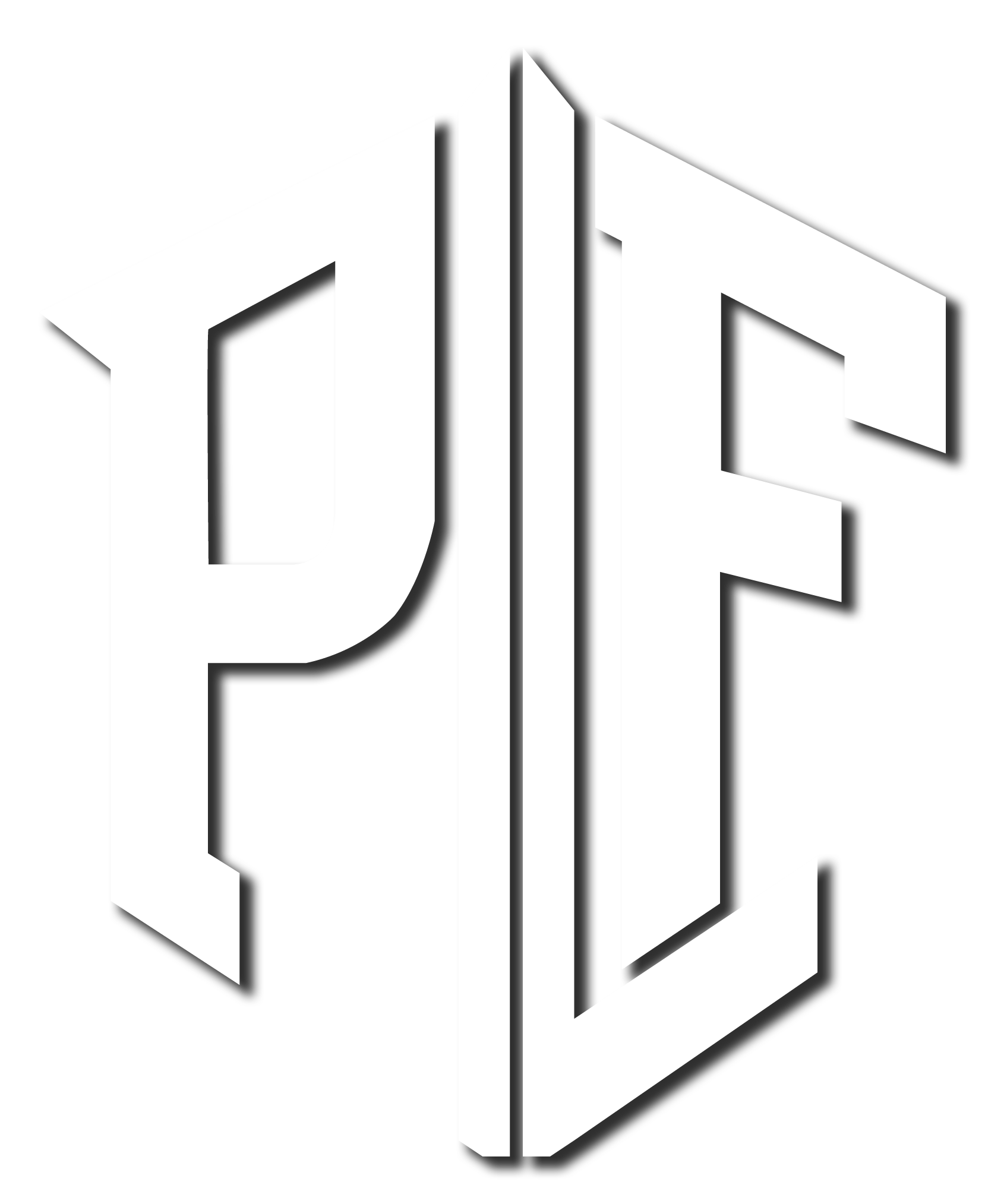 Stylized black-and-white geometric logo with mirrored letterforms on a white background