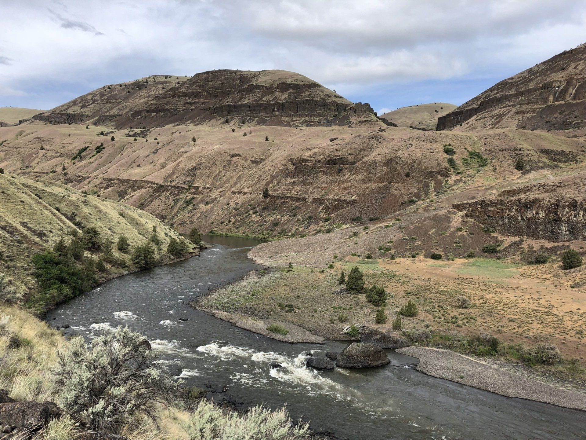 Rapids and canyons define the rugged landscape at the John Day River in Oregon.