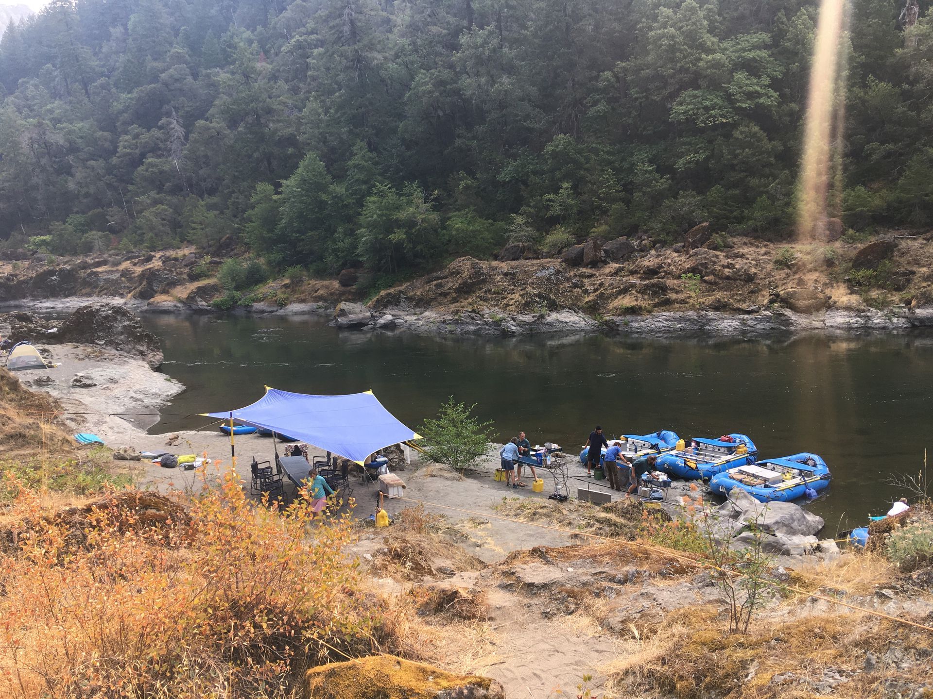 Morning by the calm waters on the Rogue River adventure. 