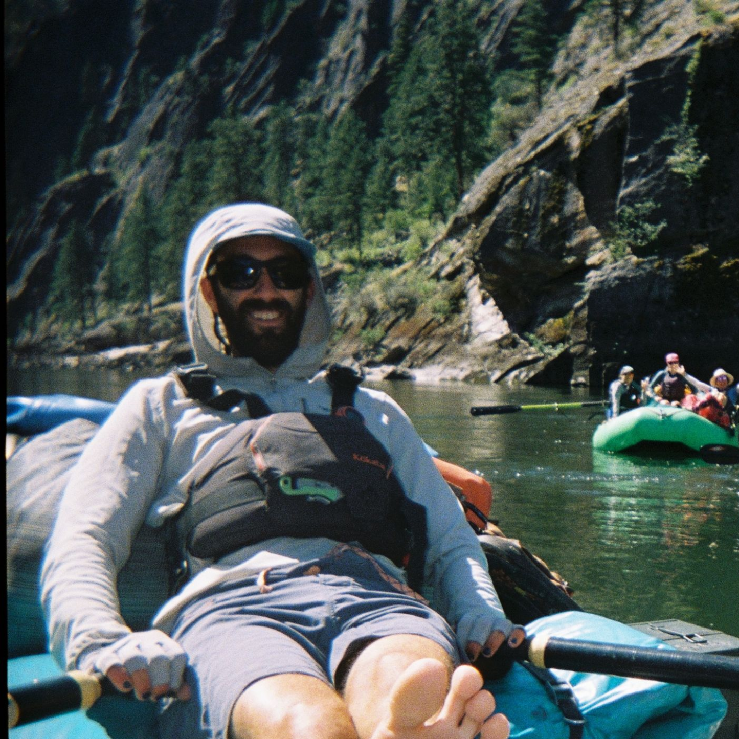 Grant grew up surfing along with other water fun and has his rowing merit badge. He found Ouzel through other guides.