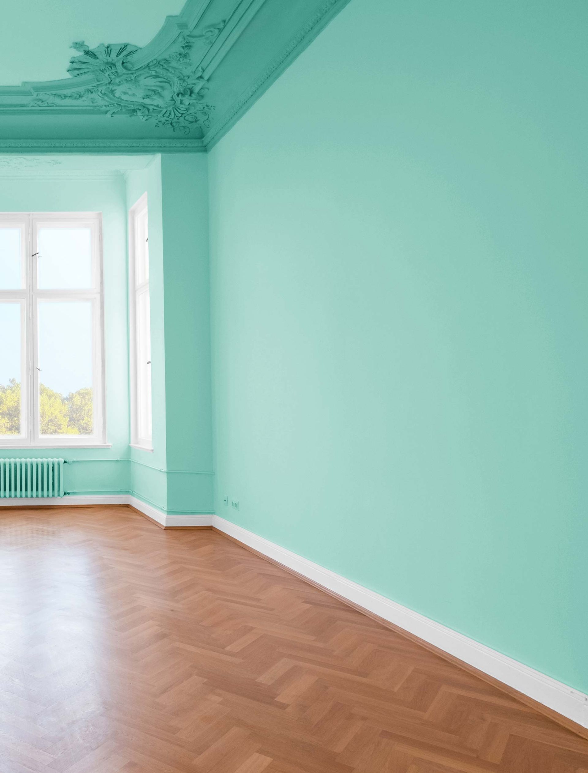 An Empty Room With Mint Green Walls and a Window — RPS–Remote Painting Services in White Rock, QLD