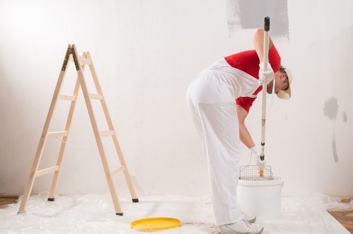 A Woman is Painting a Wall With a Ladder in the Background — RPS–Remote Painting Services in Cape York, QLD