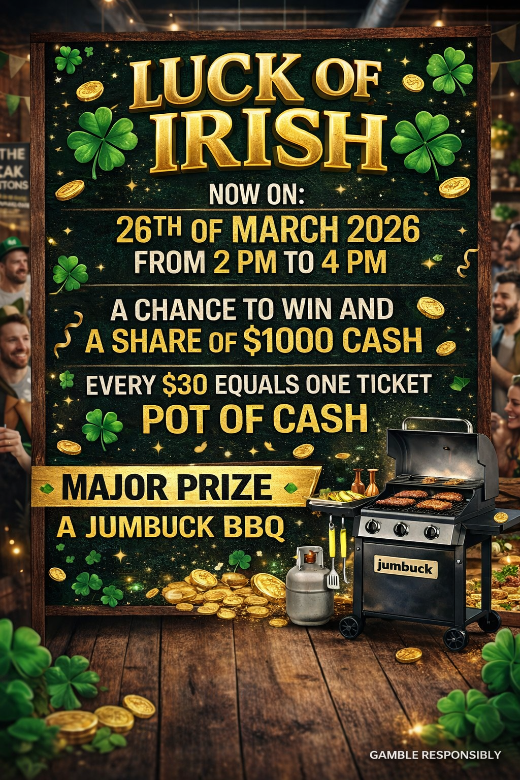 A poster that says luck of the irish on it