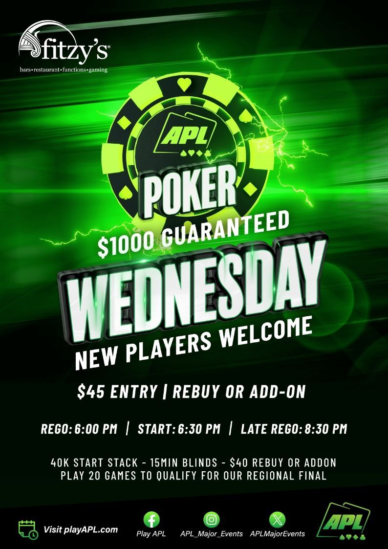 A poster for a pub poker event on wednesdays