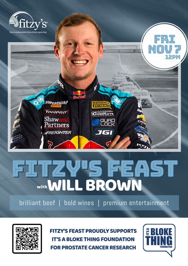 A poster for fitzy 's feast with Will Brown