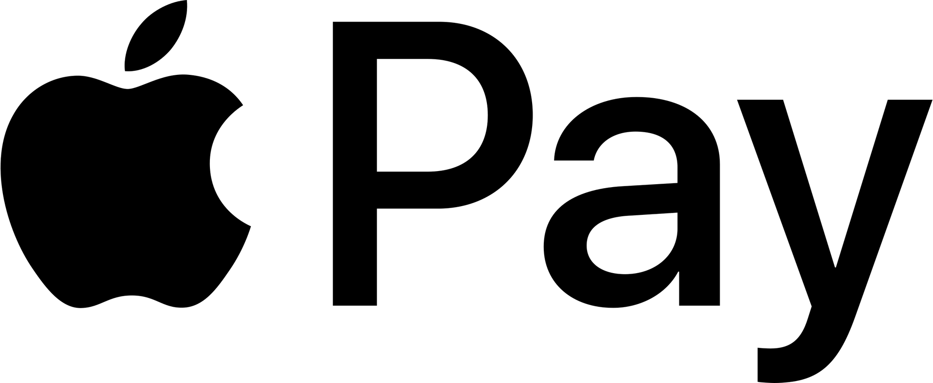 A black and white apple pay logo on a white background.