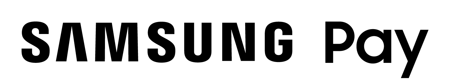 A black and white logo for samsung pay on a white background.