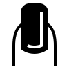 A black and white silhouette of a nail with a white line on it.