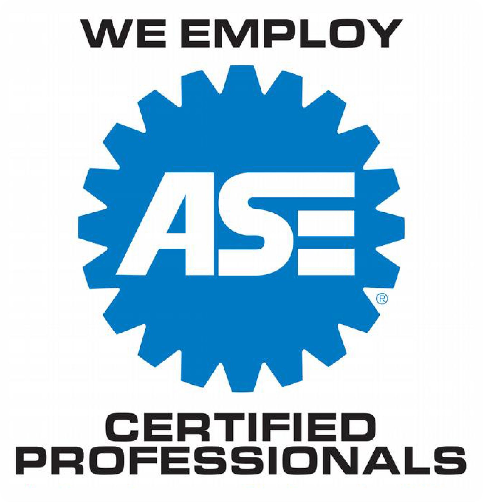 A blue logo that says we employ certified professionals