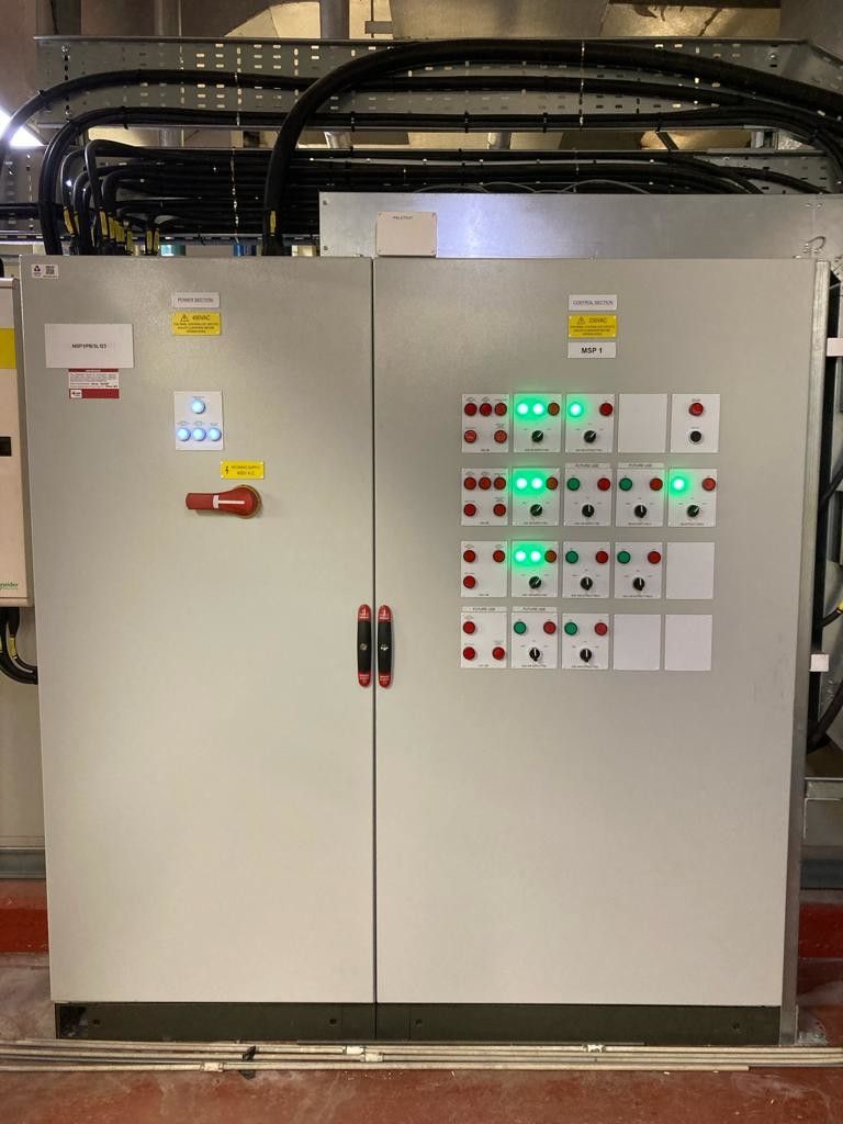 Energy Control Panel in the Basement of a large building with a Smart Display Built-in 