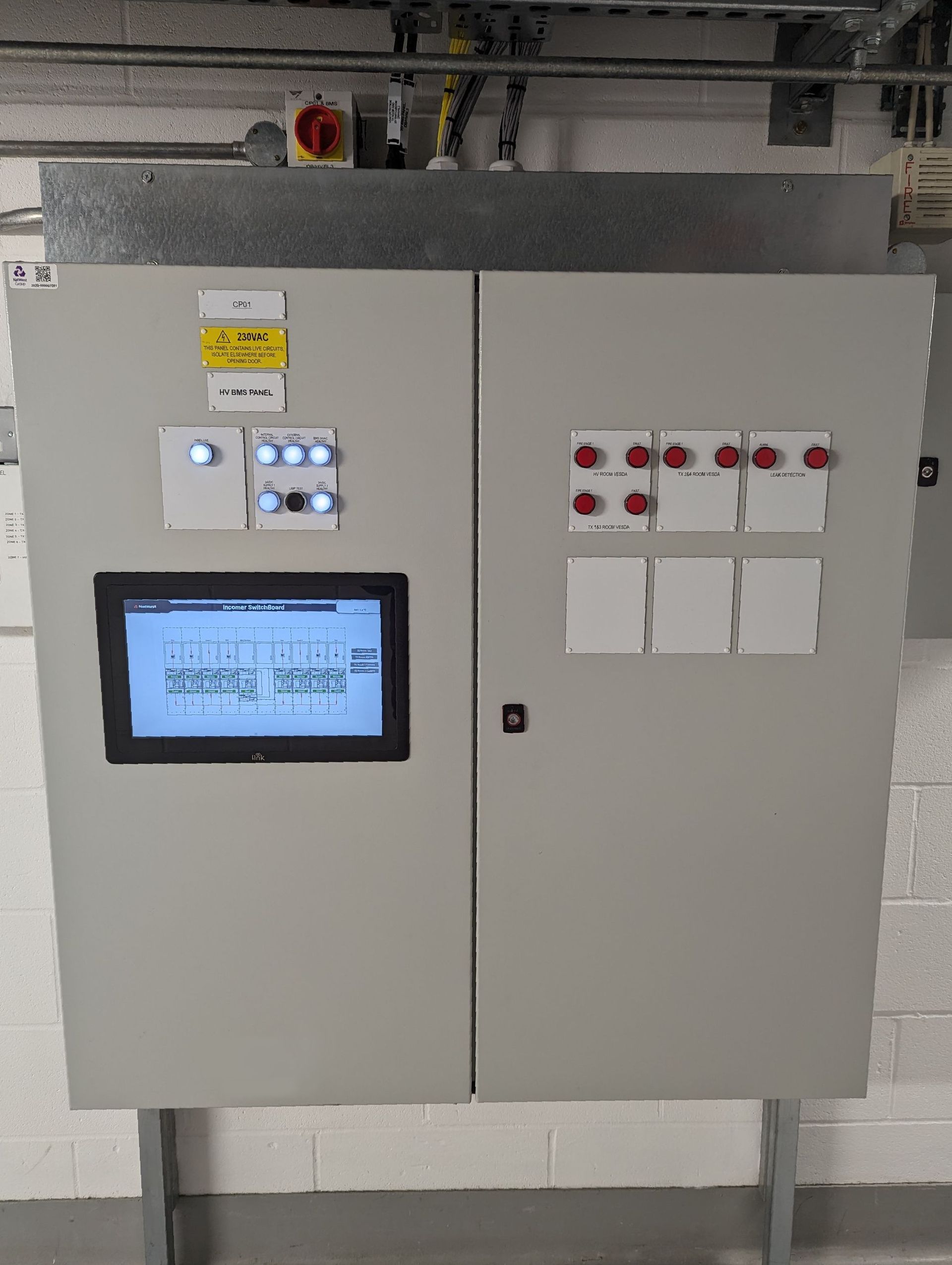 Energy Control Panel in the Basement of a large building with a Smart Display Built-in 