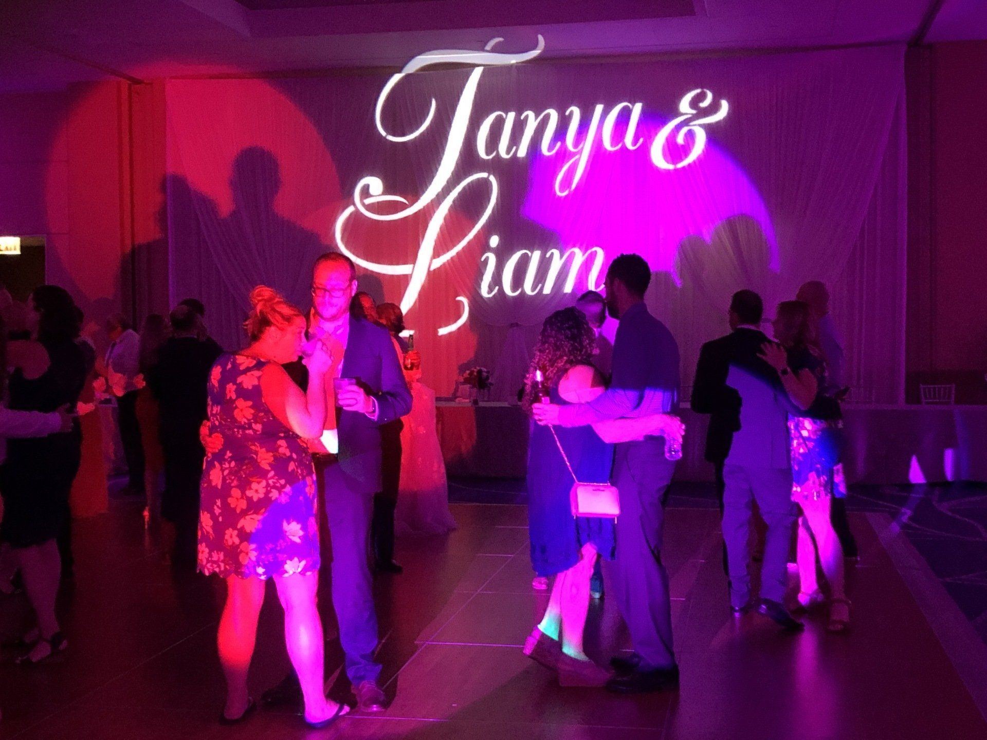 chicago wedding dj gobo projection name in lights
