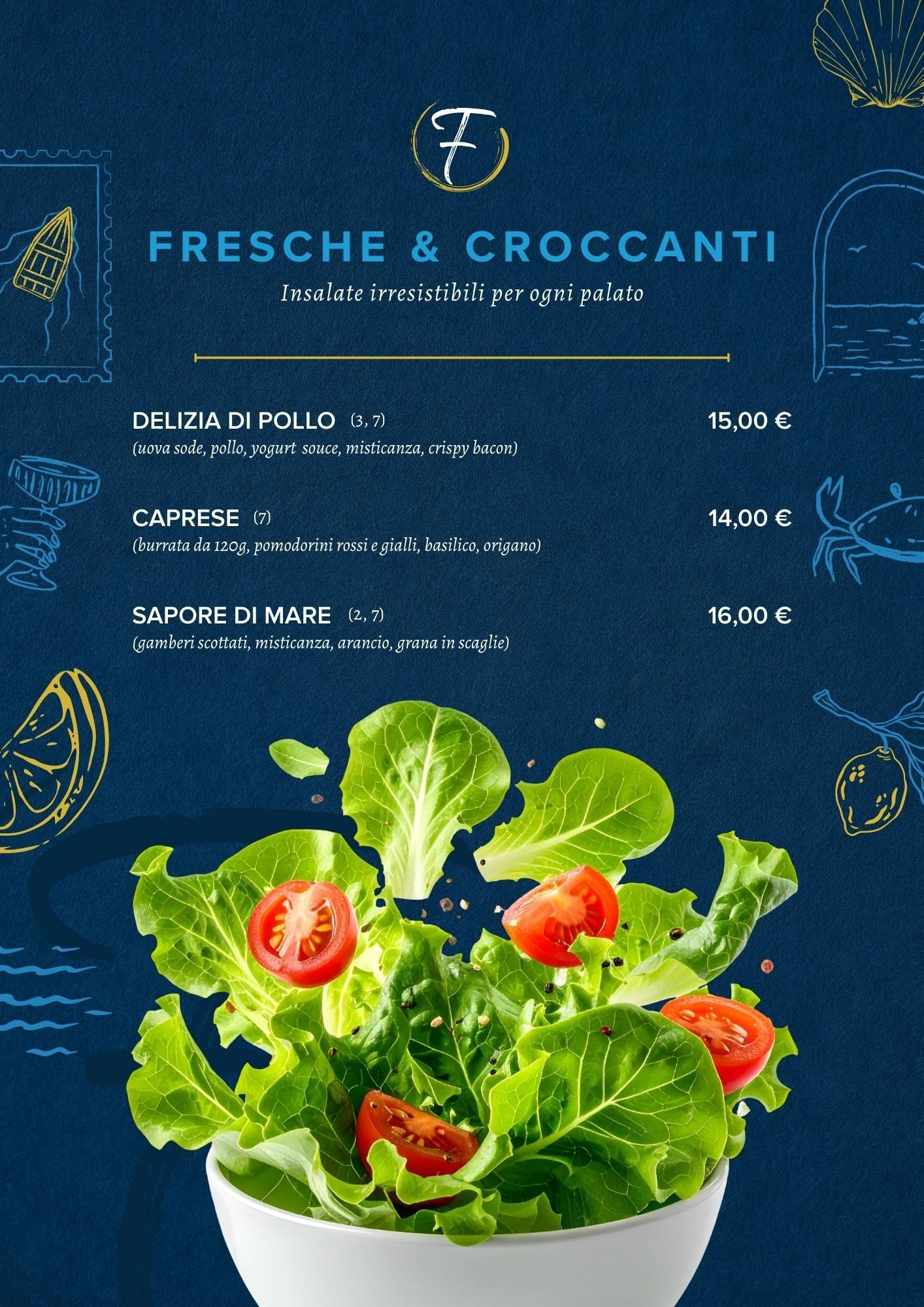 Un menù blu scuro intitolato 