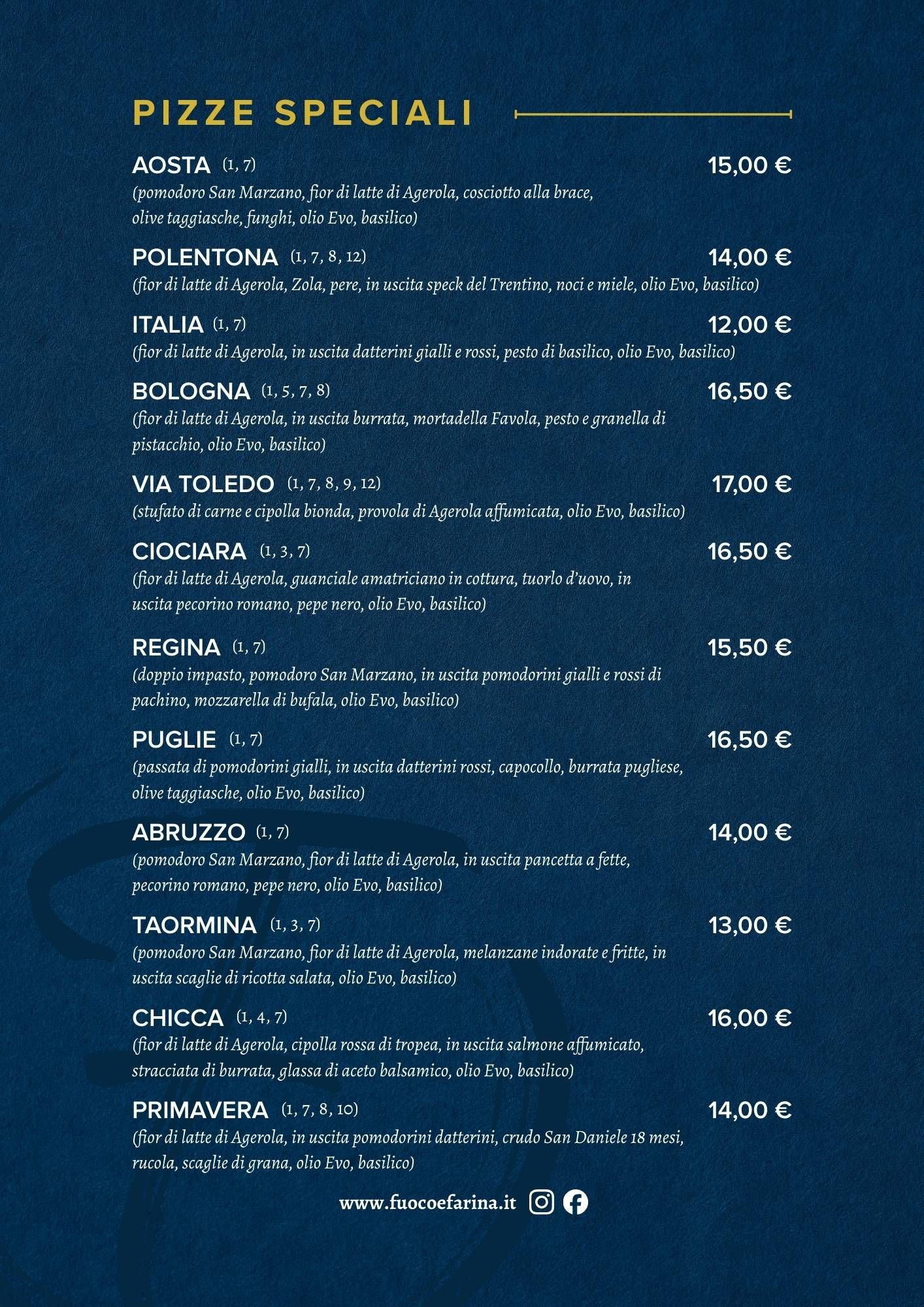 Un menù blu scuro intitolato 