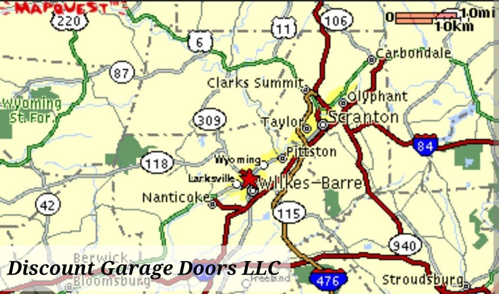 ariel map of wilkes barre pa service area for discount garage doors llc