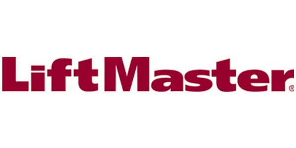 The logo for liftmaster is red and white on a white background.