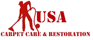 A logo for a company called usa carpet care and restoration