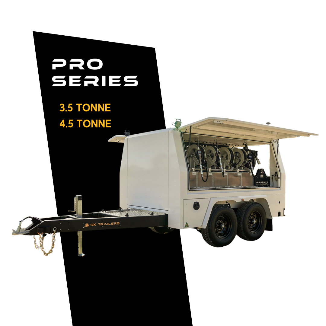 Ox Trailers Service Trailer, tandem axle australian made trailer for mobile servicing and maintenance of machinery.