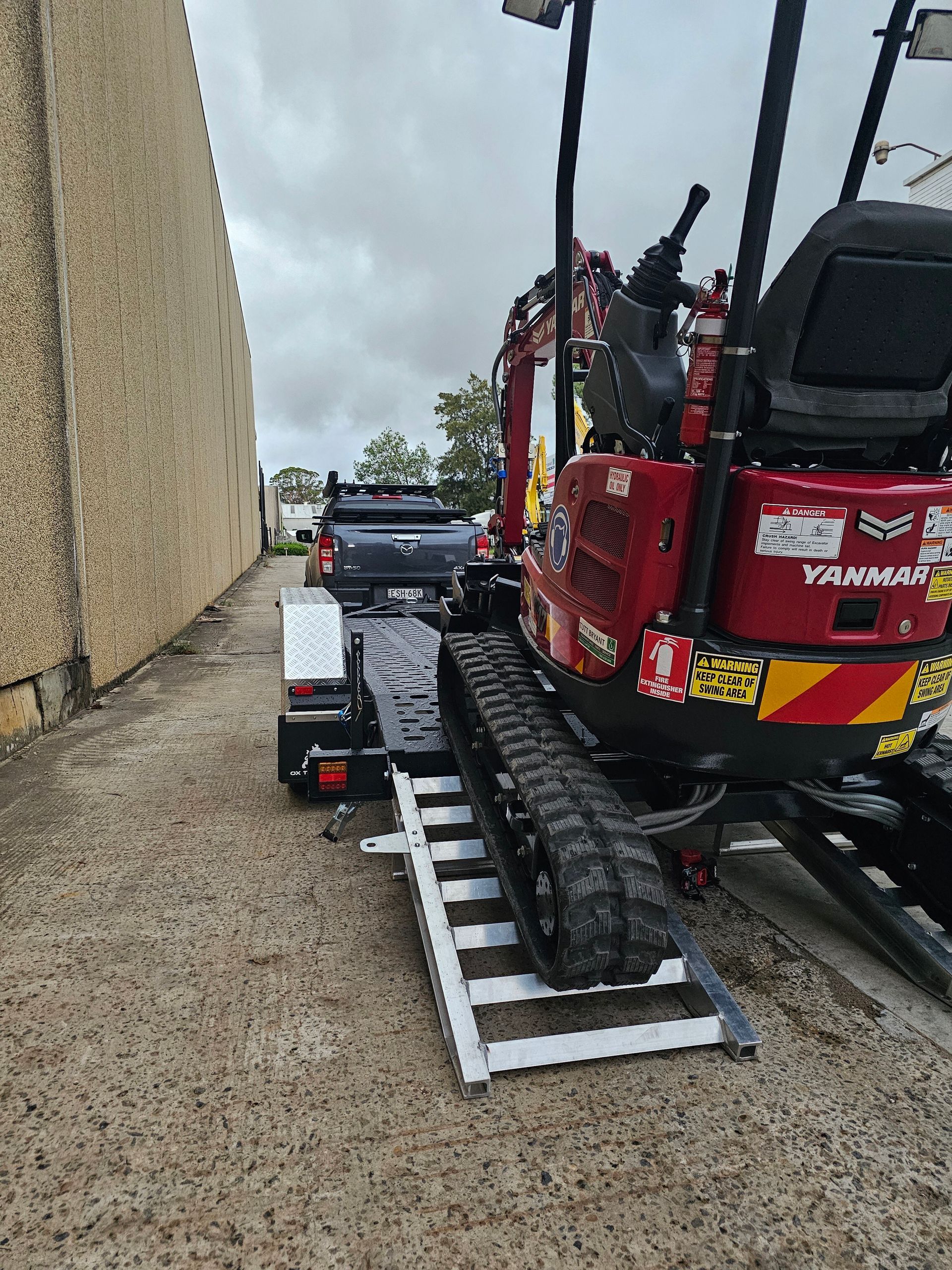 Mining trailer for mobile welder with signwriting, gas fittings and toolboxes