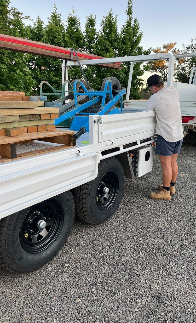 The underbody toolbox of Mat Andersons Rear tipper trailer.