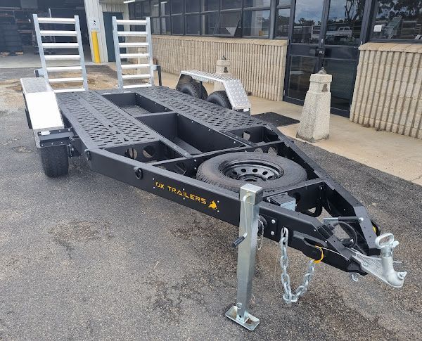 Top view of Daniel Henri's Flat Top Trailer on the work site.