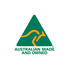 Australian Made and Owned Logo in Green and Yellow