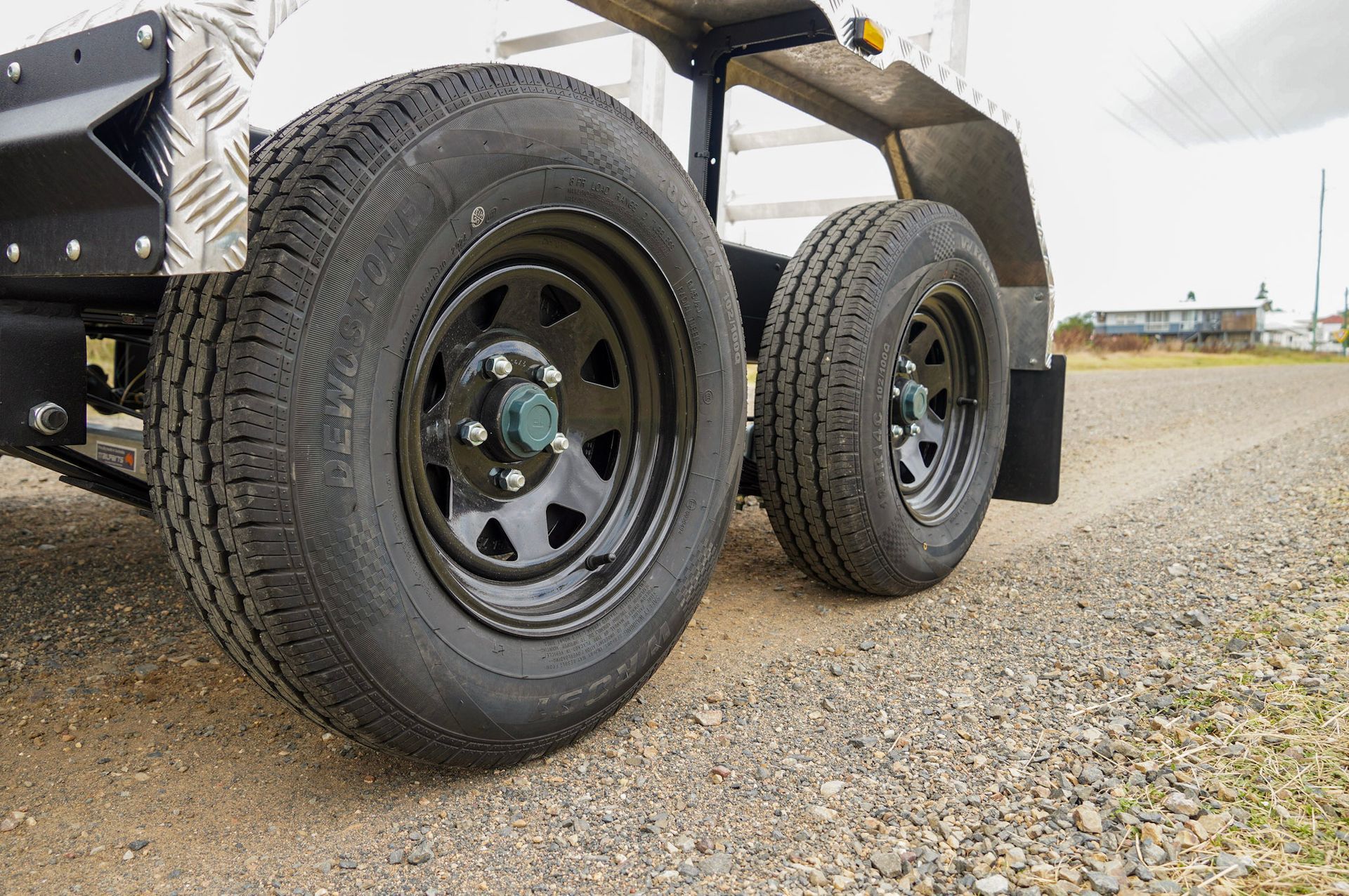 The tandem tyres and wheels of the Plant Trailer