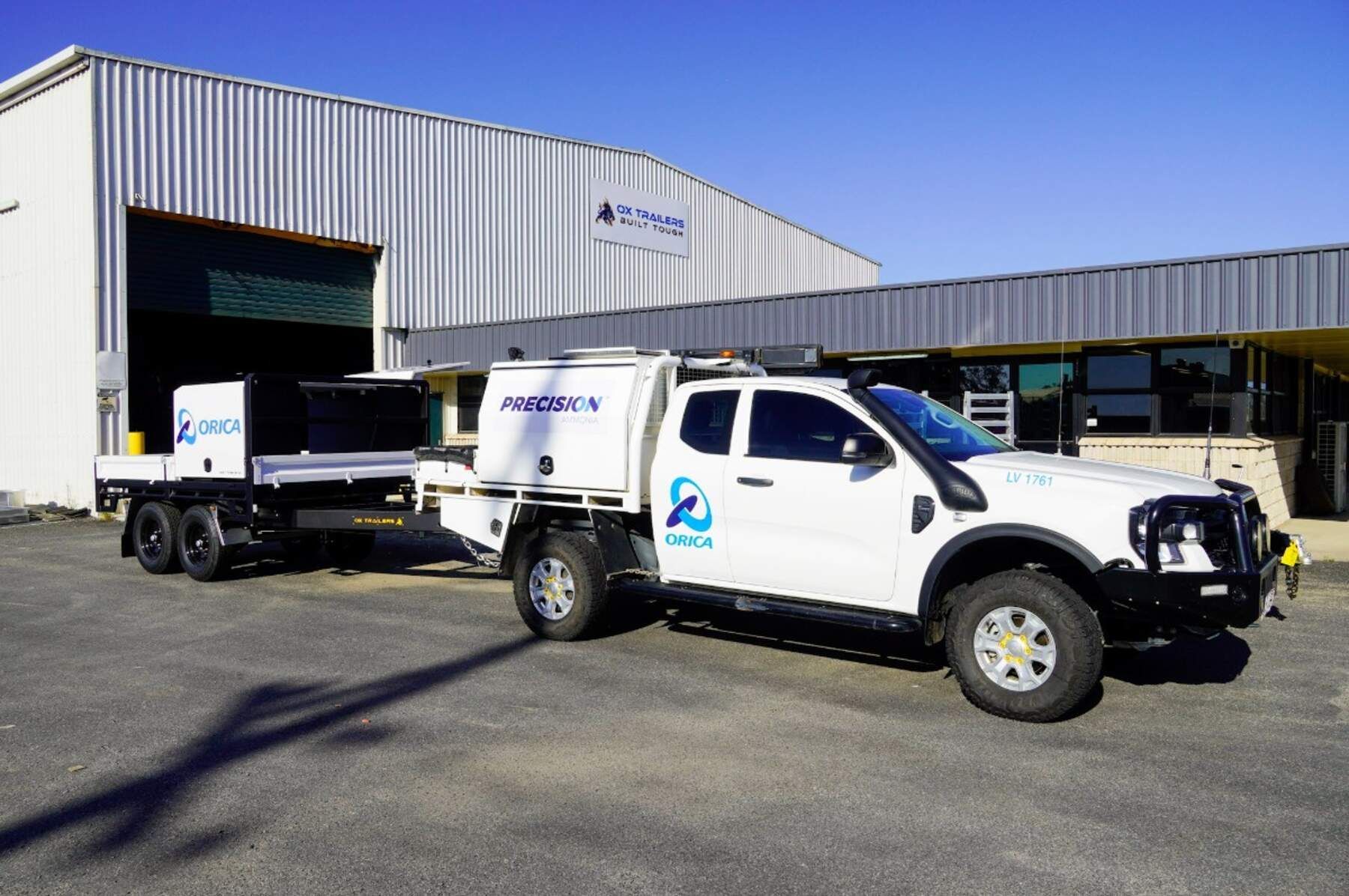 front fill point of undertray diesel tank on ox trailers 6m flat top trailer for construction company Gee Building.